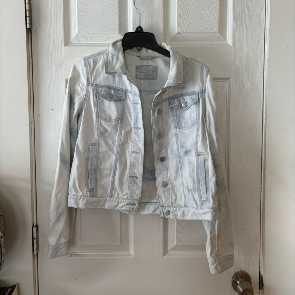 LOFT Acid Wash Cropped Denim Jacket Size Small